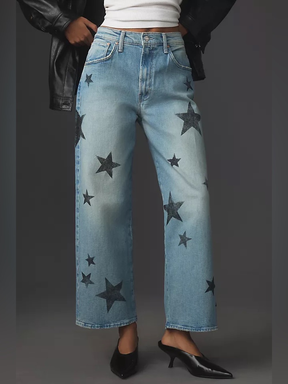 MOTHER The Dodger High-Rise Straight-Leg Jeans with stars size 25